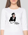 Shop Fashion Coffee Round Neck 3/4 Sleeve T-Shirt White-Front