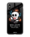 Shop Fashionable Skeleton Printed Premium Glass Cover For iPhone XS Max (Impact Resistant, Matte Finish)-Front