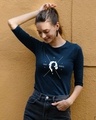 Shop Fast And Fierce Round Neck 3/4th Sleeve T-Shirt Navy Blue