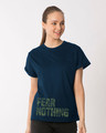 Shop Fear Nothing Camo Boyfriend T-Shirt-Front