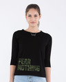 Shop Fear Nothing Camo Round Neck 3/4th Sleeve T-Shirt-Front