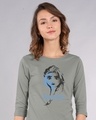 Shop Fearless Elsa (Frozen) Round Neck 3/4th Sleeve T-Shirt (DL)-Front
