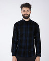 Shop Feather Blue Checked Full Sleeve Shirt-Front