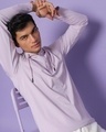 Shop Feel Good Lilac Henley Hoodie T-shirt-Front