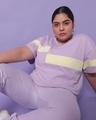 Shop Feel Good Lilac Plus Size Color Block Boyfriend T-shirt-Front