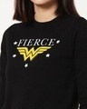 Shop Women's Black Fierce Wonder Woman Typography Sweater