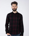 Shop Fig Purple Checked Full Sleeve Shirt-Front