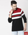 Shop Maroon Colour Block Sweater-Front