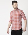 Shop Men's Coral Pink Slim Fit Casual Check Shirt-Design