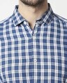 Shop Men's Indigo Blue Slim Fit Casual Check Shirt