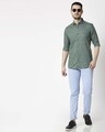 Shop Men's Jumper Green Slim Fit Casual Print Shirt-Full