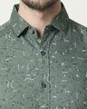 Shop Men's Jumper Green Slim Fit Casual Print Shirt
