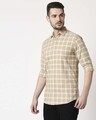 Shop Men's Khakhi Slim Fit Casual Check Shirt-Design