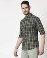 Shop Men's Olive Green Slim Fit Casual Check Shirt-Design