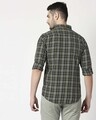 Shop Men's Olive Green Slim Fit Casual Check Shirt-Full