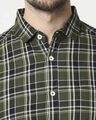Shop Men's Olive Green Slim Fit Casual Check Shirt