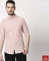 Shop Men's Pink Slim Fit Casual Check Shirt-Front