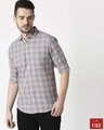 Shop Men's Slate Grey Slim Fit Casual Check Shirt-Front
