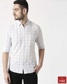 Shop Men's White Slim Fit Casual Check Shirt-Front