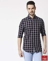 Shop Men's White Slim Fit Casual Check Shirt-Front