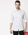 Shop Men's White Slim Fit Casual Print Shirt-Front