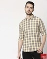 Shop Men's Yellow Slim Fit Casual Check Shirt-Front
