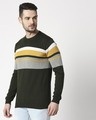 Shop Olive Green Colour Block Sweater-Design