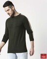 Shop Olive Green Varsity Sweater-Front