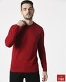 Shop Red Colour Block Sweater-Front