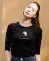 Shop Find Your Balance  Round Neck 3/4 Sleeve T-Shirts Black-Front