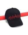 Shop Unisex Black Fire Printed Baseball Cap-Front