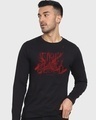 Shop Men's Black Fire & Blood Typography T-shirt-Front