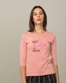 Shop Flamingo Fabulous Round Neck 3/4th Sleeve T-Shirt-Front