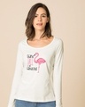 Shop Flamingo Fabulous Scoop Neck Full Sleeve T-Shirt-Front