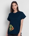 Shop Flash Thunder Boyfriend T-Shirt (FL) Navy Blue-Front