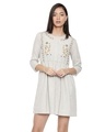 Shop Floral Embroidered Grey Dress For Women's