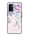 Shop Floral Printed Premium Glass Cover for Oppo A74 (Shock Proof, Lightweight)-Front