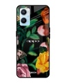 Shop Floral Printed Premium Glass Cover For Oppo A96 (Impact Resistant, Matte Finish)-Front