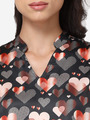 Shop Flufflump Black Hearts Satin Tshirt & Shorts Night Suit