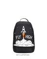 Shop Fly High Rocket Printed Small Backpack Black-Front