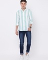Shop Men's Green Striped Slim Fit Shirt