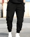 Shop Men's Black Relaxed Fit Joggers-Front