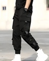 Shop Men's Black Relaxed Fit Joggers-Full