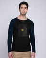 Shop Focus Abstract Full Sleeve Raglan T-Shirt Navy Blue-Black-Front