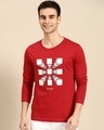 Shop Focus Blocks Full Sleeve T-Shirt Bold Red-Front