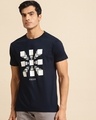 Shop Focus Blocks Half Sleeve T-Shirt Navy Blue-Front