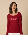 Shop Follow Heart Scoop Neck Full Sleeve T-Shirt-Front