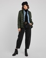 Shop Women's Green Relaxed Fit Puffer Jacket-Full
