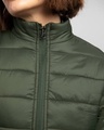 Shop Women's Green Relaxed Fit Puffer Jacket