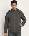 Shop Men's Grey Solid Regular Fit Jacket-Front